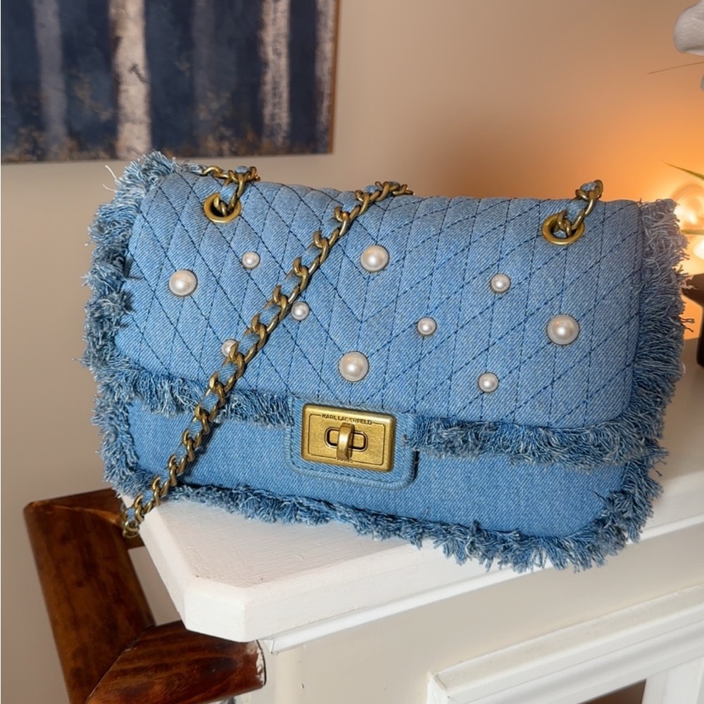 Karl Lagerfeld Paris Agyness denim shoulder bag - NEW (never used)